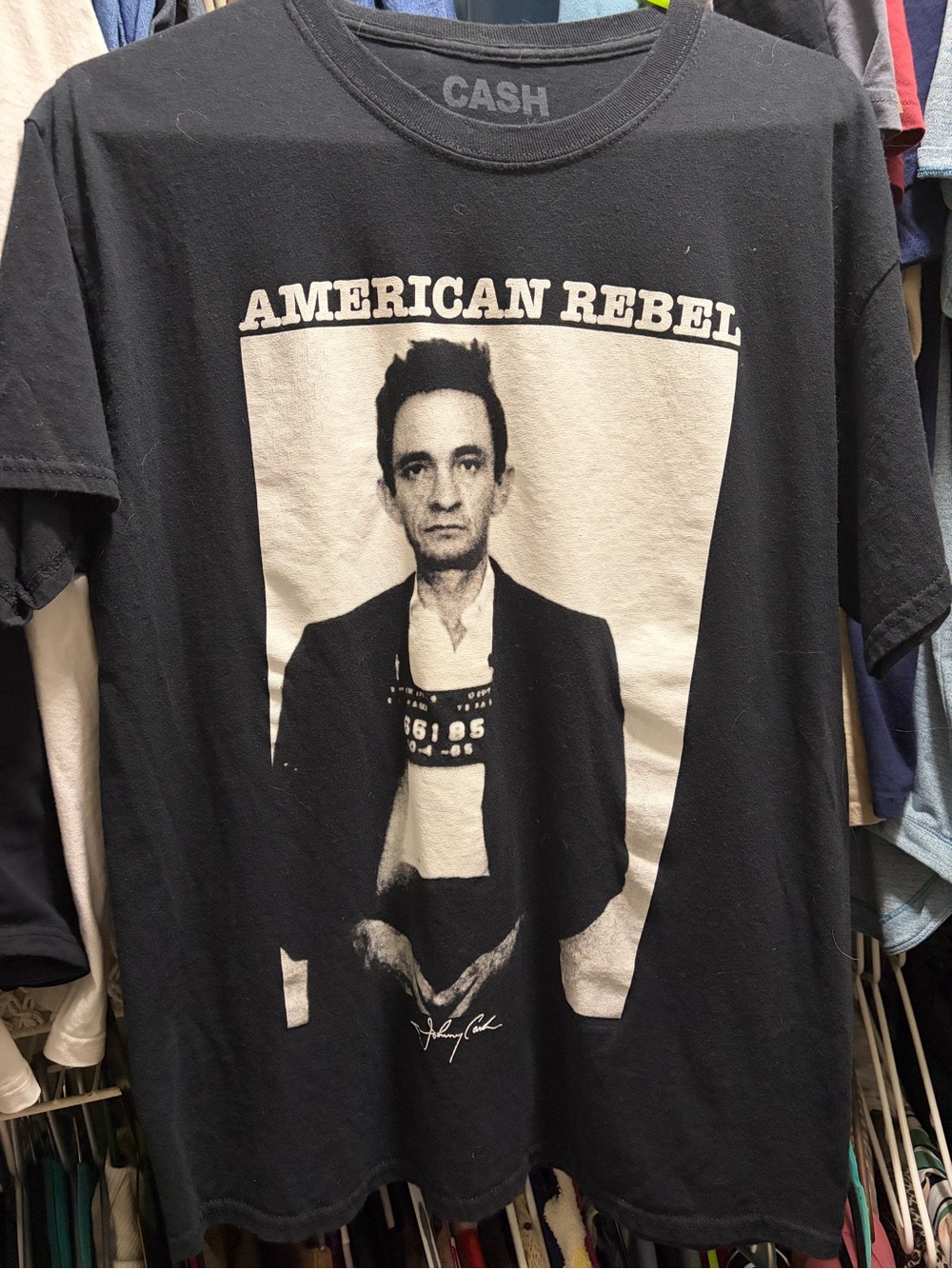 Ash Black 'American Rebel' Graphic Tee with Ivory Print